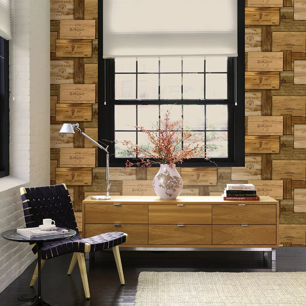Wallpaper Border Wooden Wine Crates